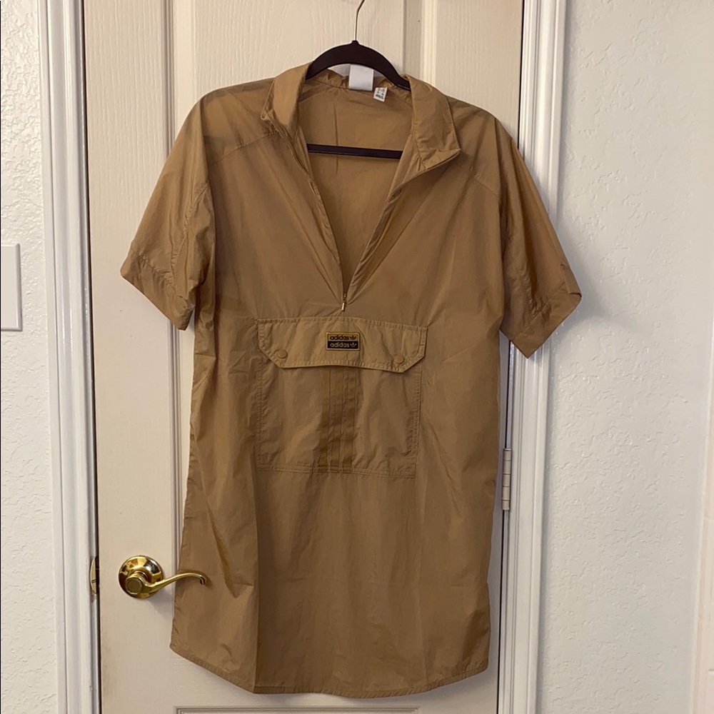 Tan Short Sleeve Pullover Dress